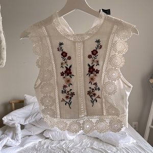 Crop embroidery/crochet top